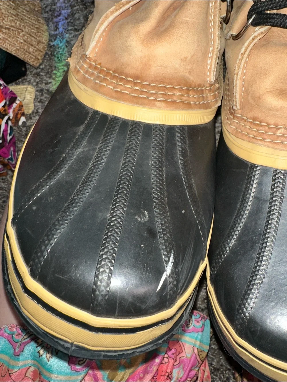 Sorel Tan and Black Shearling-Trim Caribou Boots